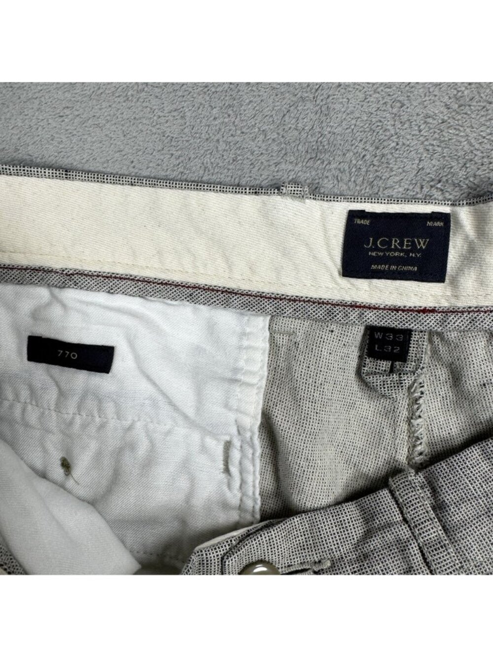 J. Crew 770 Straight Fit Tapered Linen Cotton Pants Mens 33 Gray Preppy Golf - Picture 3 of 6